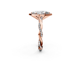 Rose gold Marquise Cut Halo Twisted Band Four-Prong Ring_35