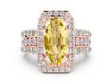 Rose gold Marquise Cut Halo Yellow Sapphire Ring with Split Shank and Four-Prong Setting_24