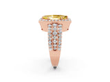 Rose gold Marquise Cut Halo Yellow Sapphire Ring with Split Shank and Four-Prong Setting_26