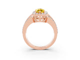 Rose gold Marquise Cut Halo Yellow Sapphire Ring with Split Shank and Four-Prong Setting_27