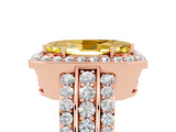 Rose gold Marquise Cut Halo Yellow Sapphire Ring with Split Shank and Four-Prong Setting_29