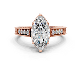Rose gold Marquise Cut Milgrain Channel Set Engagement Ring with Solitaire Prong Setting_86