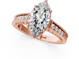 Rose gold Marquise Cut Milgrain Channel Set Engagement Ring with Solitaire Prong Setting_87