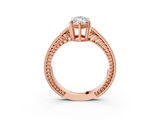 Rose gold Marquise Cut Milgrain Channel Set Engagement Ring with Solitaire Prong Setting_89