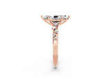Rose gold Marquise Cut Moissanite Cluster Side Stone Solitaire Ring with Prong Setting_26