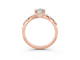 Rose gold Marquise Cut Moissanite Cluster Side Stone Solitaire Ring with Prong Setting_27