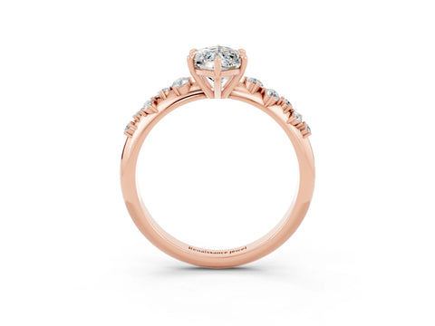 Rose gold Marquise Cut Moissanite Cluster Side Stone Solitaire Ring with Prong Setting_27