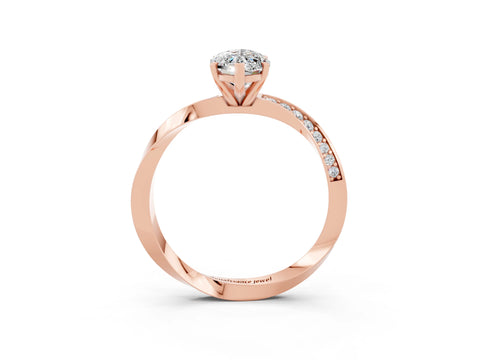 Rose gold Marquise Cut Moissanite Engagement Ring with Side Stone Accents and Four-Prong Setting_30