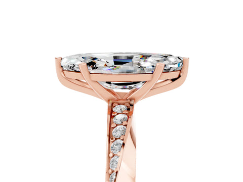 Rose gold Marquise Cut Moissanite Engagement Ring with Side Stone Accents and Four-Prong Setting_32