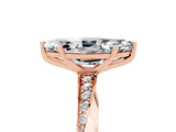 Rose gold Marquise Cut Moissanite Engagement Ring with Side Stone Accents and Four-Prong Setting_65