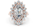 Rose gold Marquise Cut Moissanite Floral Double Halo Engagement Ring with Prong Setting_48