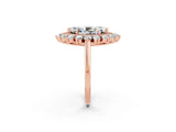 Rose gold Marquise Cut Moissanite Floral Double Halo Engagement Ring with Prong Setting_50