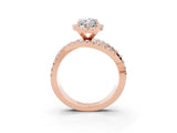 Rose gold Marquise Cut Moissanite Halo Ring with Round Split Shank and Prong Setting_51