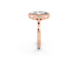 Rose gold Marquise Cut Moissanite Halo Ring with Tapered Band and Four-Prong Setting_2