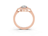 Rose gold Marquise Cut Moissanite Halo Ring with Tapered Band and Four-Prong Setting_3