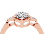 Rose gold Marquise Cut Moissanite Halo Ring with Tapered Band and Four-Prong Setting_4