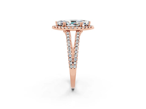 Rose gold Marquise Cut Moissanite Halo Split Shank Engagement Ring_14