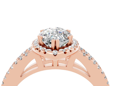 Rose gold Marquise Cut Moissanite Halo Split Shank Engagement Ring_16