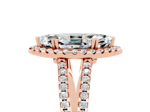 Rose gold Marquise Cut Moissanite Halo Split Shank Engagement Ring_17