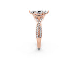 Rose gold Marquise Cut Moissanite  Halo Twist Band Solitaire Prong Setting Ring_26