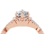 Rose gold Marquise Cut Moissanite  Halo Twist Band Solitaire Prong Setting Ring_28