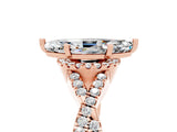 Rose gold Marquise Cut Moissanite  Halo Twist Band Solitaire Prong Setting Ring_29
