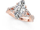 Rose gold Marquise Cut Moissanite  Halo Twist Band Solitaire Prong Setting Ring_43