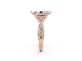 Rose gold Marquise Cut Moissanite  Halo Twist Band Solitaire Prong Setting Ring_44