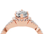 Rose gold Marquise Cut Moissanite  Halo Twist Band Solitaire Prong Setting Ring_46