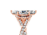 Rose gold Marquise Cut Moissanite  Halo Twist Band Solitaire Prong Setting Ring_47
