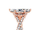 Rose gold Marquise Cut Moissanite Halo Twist Band Solitaire Prong Setting Ring_5
