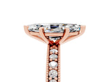 Rose gold Marquise Cut Moissanite Milgrain Pavé Engagement Ring with Four-Prong Setting_5