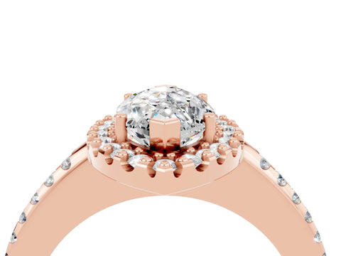 Rose gold Marquise Cut Moissanite Pavé Halo Ring with Four-Prong Setting_16