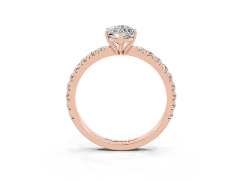 Rose gold Marquise Cut Moissanite Pavé Solitaire Engagement Ring with Four-Prong Setting_15