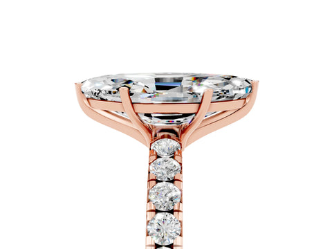 Rose gold Marquise Cut Moissanite Pavé Solitaire Engagement Ring with Four-Prong Setting_17