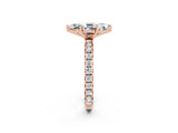 Rose gold Marquise Cut Moissanite Pavé Solitaire Ring with Round Band and Prong Setting_26