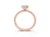Rose gold Marquise Cut Moissanite Pavé Solitaire Ring with Round Band and Prong Setting_27