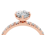 Rose gold Marquise Cut Moissanite Pavé Solitaire Ring with Round Band and Prong Setting_28