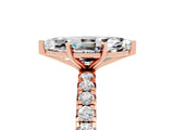 Rose gold Marquise Cut Moissanite Pavé Solitaire Ring with Round Band and Prong Setting_29