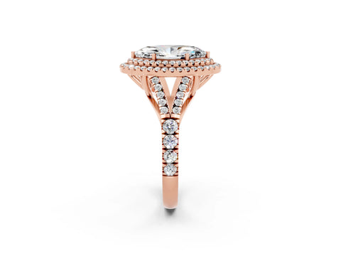 Rose gold Marquise Cut Moissanite Pavé Split Shank Double Halo Engagement Ring_14