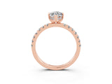 Rose gold Marquise Cut Moissanite Pave Band Solitaire Ring with Four-Prong Setting_27