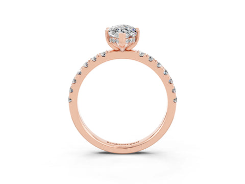 Rose gold Marquise Cut Moissanite Pave Band Solitaire Ring with Four-Prong Setting_27