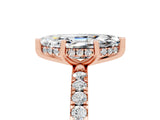 Rose gold Marquise Cut Moissanite Pave Band Solitaire Ring with Four-Prong Setting_29