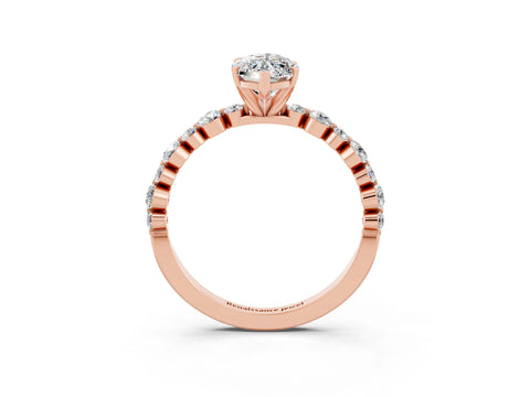 Rose gold Marquise Cut Moissanite Prong Set Engagement Ring with Pavé Band_3