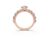 Rose gold Marquise Cut Moissanite Prong Setting with Side Stones on a Pave Band_3
