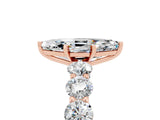 Rose gold Marquise Cut Moissanite Prong Setting with Side Stones on a Pave Band_5