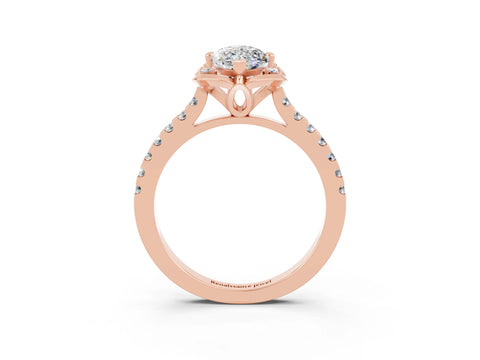 Rose gold Marquise Cut Moissanite Ring with Pavé Band and Floral Prong Setting_3