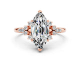 Rose gold Marquise Cut Moissanite Ring with Side Stones and Four-Prong Setting_36
