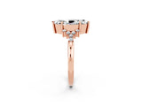 Rose gold Marquise Cut Moissanite Ring with Side Stones and Four-Prong Setting_38