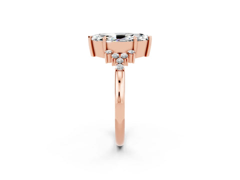 Rose gold Marquise Cut Moissanite Ring with Side Stones and Four-Prong Setting_38